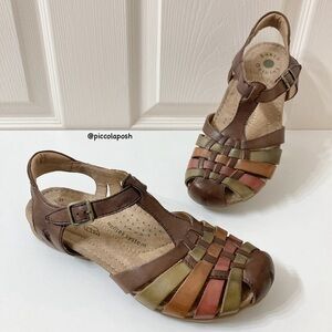 Earth Origins Teagan Brown Leather Backstrap Fisherman Sandal 7 Boho Earth Tones